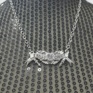 Trust No One y2k metal necklace